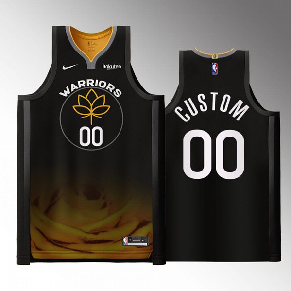 Men's Golden State Warriors Active Player Custom Black 2022-23 City edition Stitched Basketball Jersey