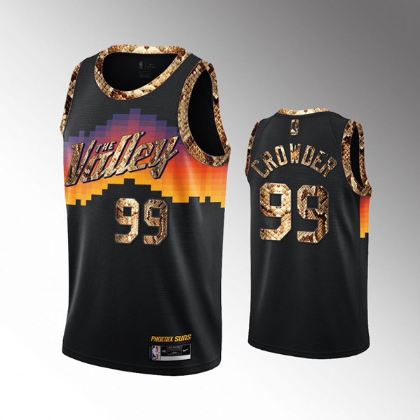 Men's Phoenix Suns #99 Jae Crowder Balck 2021 Exclusive Edition Python Skin Stitched Basketball Jersey