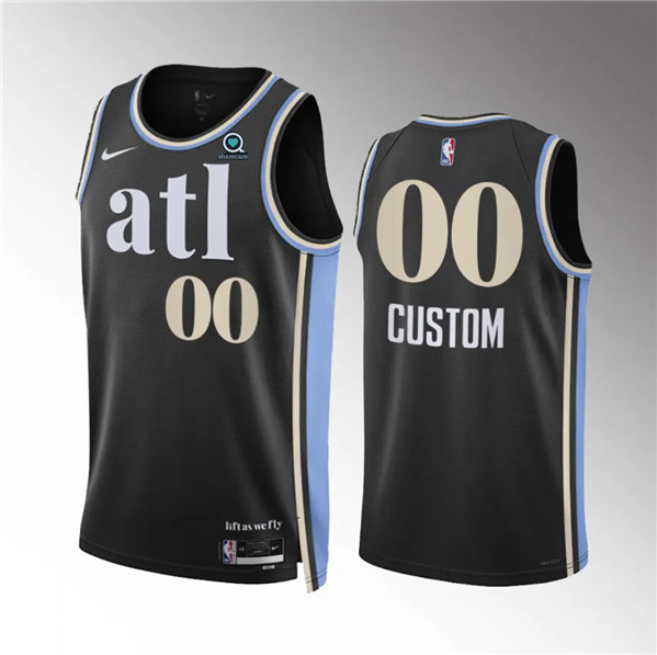 Men's Atlanta Hawks Active Player Custom 2023/24 Black City Edition Stitched Basketball Jersey