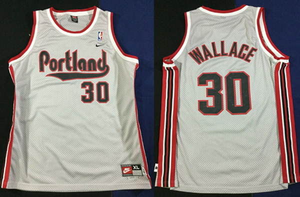 Men's Portland Trail Blazers #30 Rasheed Wallace Gray Stitched Basketball Jersey