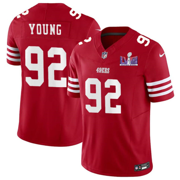 Men's San Francisco 49ers #92 Chase Young Red 2024 F.U.S.E. Super Bowl LVIII Patch Vapor Untouchable Limited Football Stitched Jersey