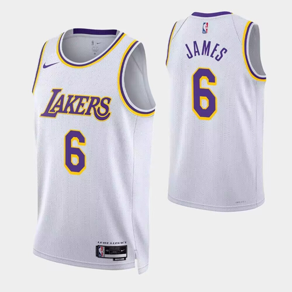 Men's Los Angeles Lakers #6 LeBron James White 2022/23 Stitched Basketball Jersey