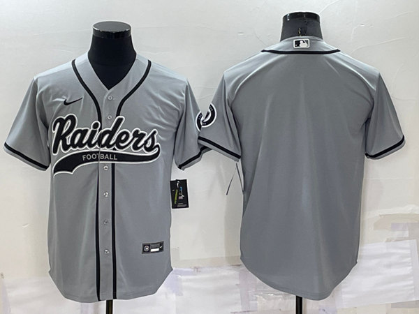 Men's Las Vegas Raiders Blank Gray Cool Base Stitched Baseball Jersey