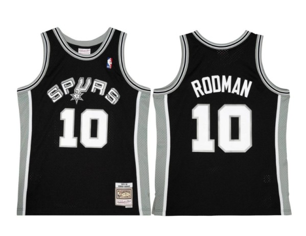 Men's San Antonio Spurs #10 Dennis Rodman Black Throwback Swingman Stitched Jersey