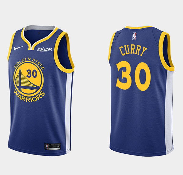 Men's Warriors #30 Stephen Curry Blue Stitched NBA Jersey