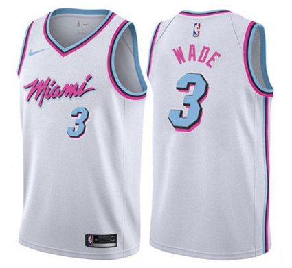 Men's Miami Heat #3 Dwyane Wade Dri-FIT White City Edition Swingman Stitched Jersey