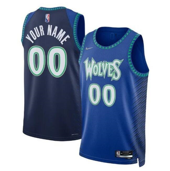 Men's Minnesota Timberwolves Active Player Custom Blue/Navy City Edition Stitched Basketball Jersey