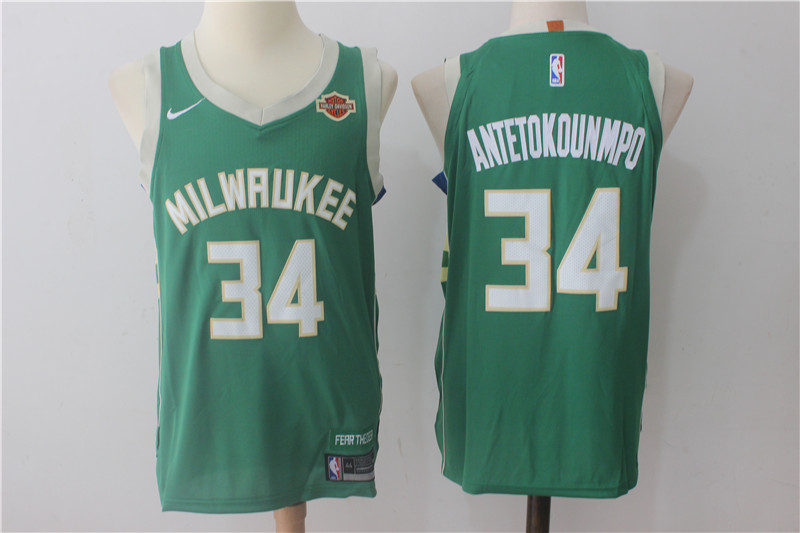 Men's Nike Milwaukee Bucks #34 Giannis Antetokounmpo Green Stitched NBA Jersey