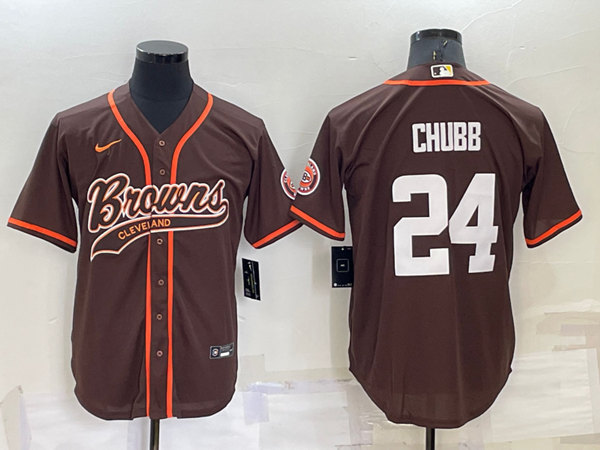 Men's Cleveland Browns #24 Nick Chubb Brown Stitched Jersey