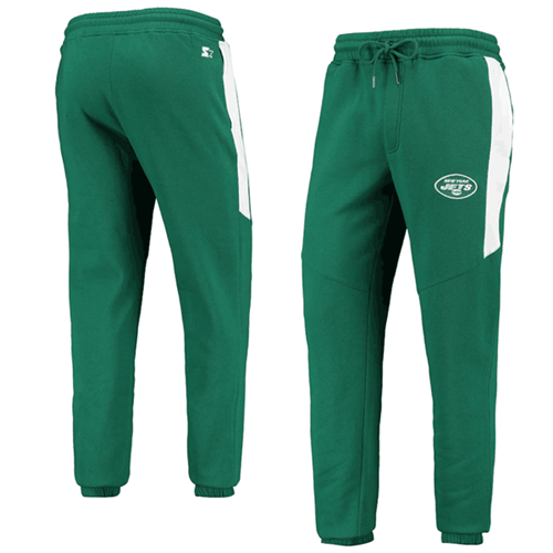 Men's New York Jets Starter Green/White Goal Post Fleece Pants