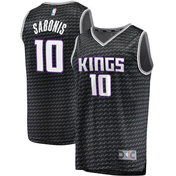 Men's Sacramento Kings #10 Domantas Sabonis Black Stitched Jersey