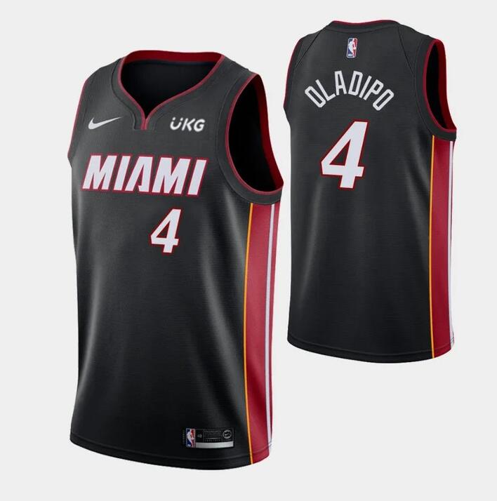 Men's Miami Heat #4 Victor Oladipo Black With UKG Patch Stitched NBA Jersey