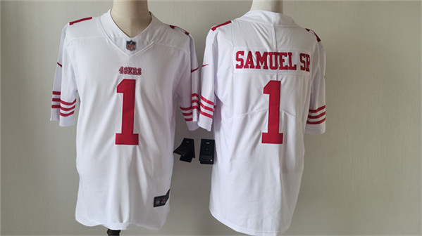 Men's San Francisco 49ers #1 Deebo Samuel White Vapor Untouchable Limited Football Stitched Jersey