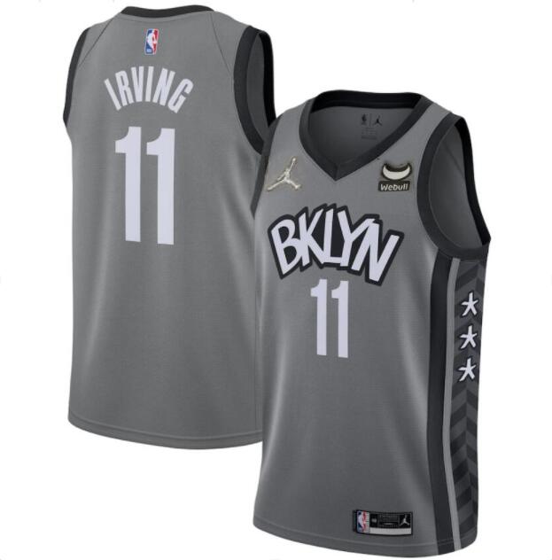 Men's Brooklyn Nets #11 Kyrie Irving 75th Anniversary With Webull Patch Grey Stitched Jersey