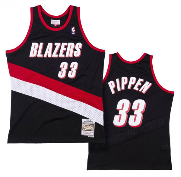 Men's Portland Trail Blazers #33 Scottie Pippen Black Throwback Stitched Basketball Jersey
