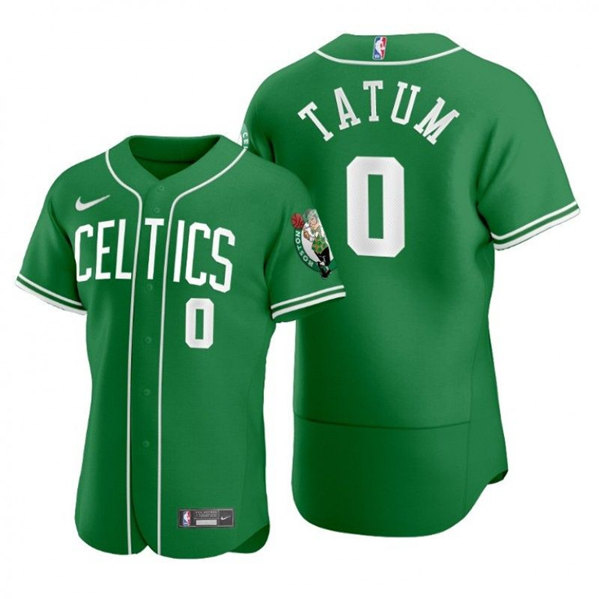 Men's Boston Celtics Customized Green 2020 NBA X MLB Crossover Edition Baseball Stitched Jersey