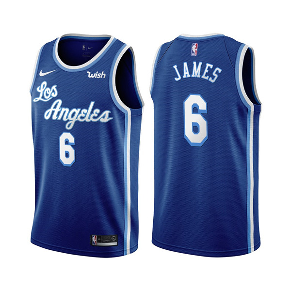 Men's Los Angeles Lakers #6 LeBron James Blue Classic Edition Sewingman Stitched NBA Jersey