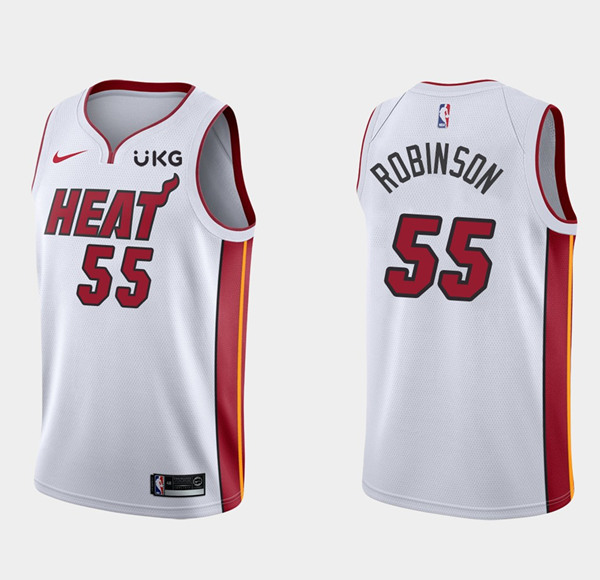 Men's Miami Heat #55 Duncan Robinson White Stitched NBA Jersey