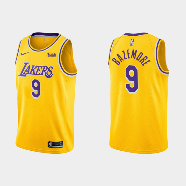 Men's Los Angeles Lakers #9 Kent Bazemore Yellow Stitched Basketball Jersey