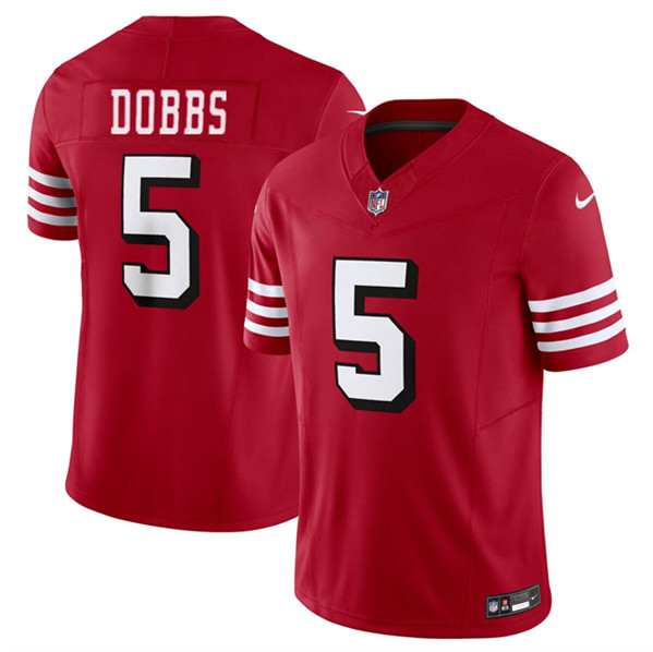 Men's San Francisco 49ers #5 Josh Dobbs New Red 2024 F.U.S.E. Vapor Untouchable Limited Football Stitched Jersey