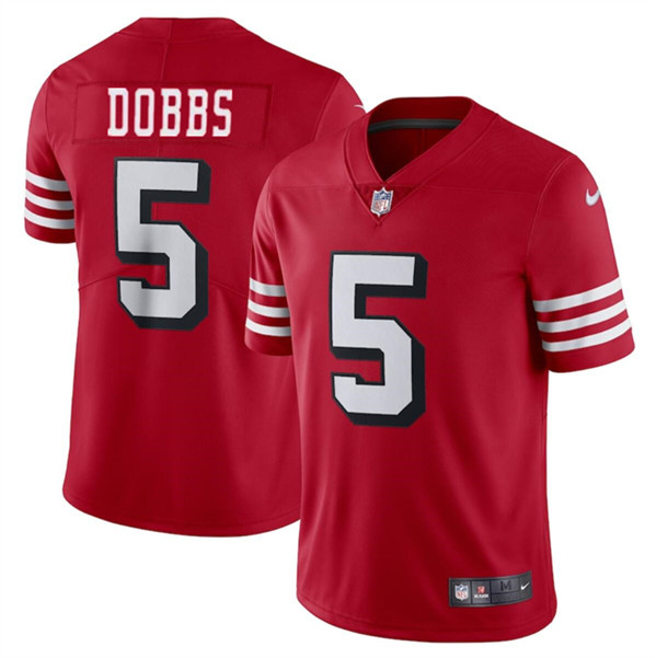 Men's San Francisco 49ers #5 Josh Dobbs New Red Vapor Untouchable Limited Football Stitched Jersey