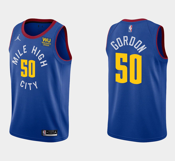 Men's Denver Nuggets #50 Aaron Gordon Blue Stitched NBA Jersey