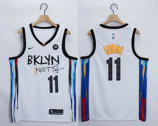 Men's Brooklyn Nets #11 Kyrie Irving White Stitched NBA Jersey