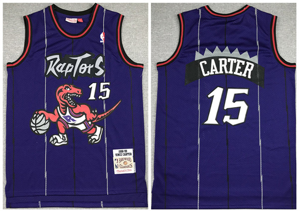 Men's Toronto Raptors #15 Vince Carter Purple Throwback Stitched Jersey