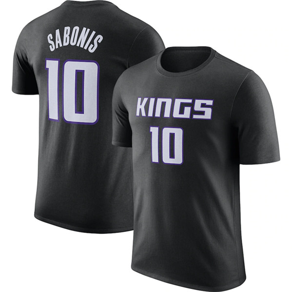 Men's Sacramento Kings #10 Domantas Sabonis Black 2022/23 Statement Edition Name & Number T-Shirt