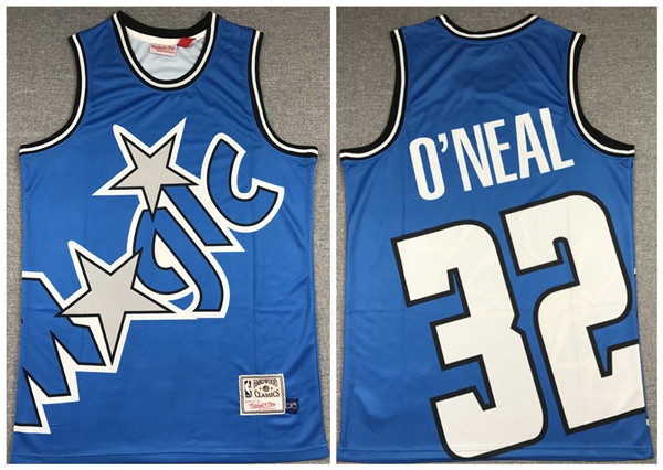Men's Orlando Magic #32 Shaquille O'Neal Blue Big Face Stitched Jersey