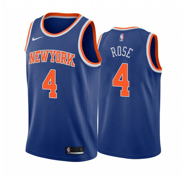 Men's New York Knicks #4 Derrick Rose Blue Stitched NBA Jersey