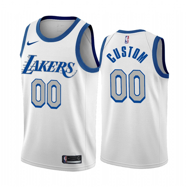 Los Angeles Lakers Customized White City Edition 2020-21 New Blue Silver Logo Stitched Jersey
