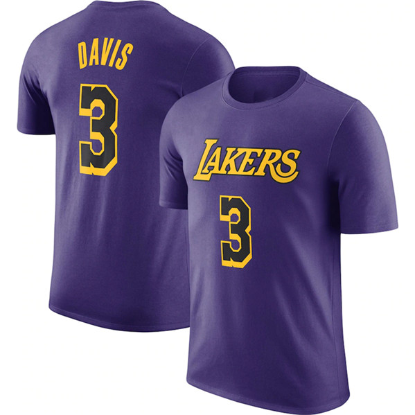 Men's Los Angeles Lakers #3 Anthony Davis Purple 2022/23 Statement Edition Long Sleeve T-Shirt