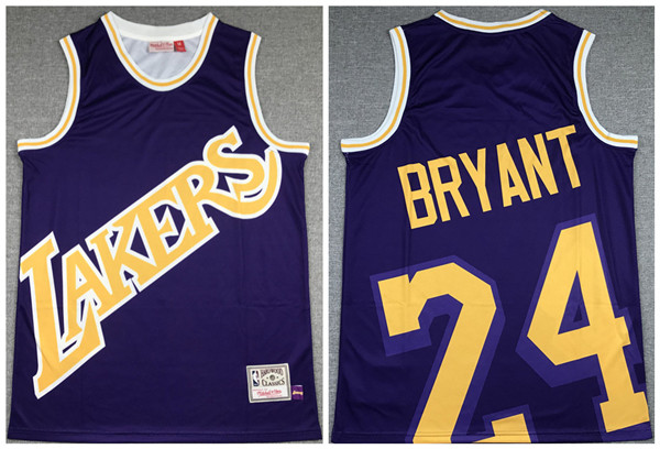 Men's Los Angeles Lakers #24 Kobe Bryant Purple Big Face Stitched Jersey