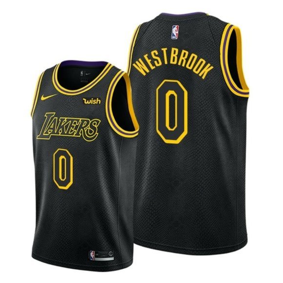 Men's Los Angeles Lakers #0 Russell Westbrook Black Earned Edition Stitched Jersey