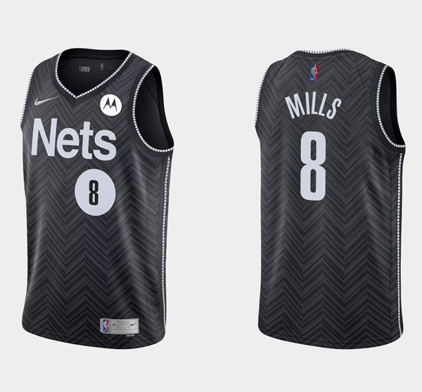 Men's Brooklyn Nets #8 Patty Mills Black Earned Edition Basketball Stitched Jersey
