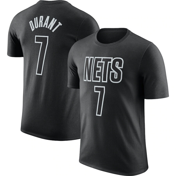 Men's Brooklyn Nets #7 Kevin Durant Black 2022/23 Statement Edition Name & Number T-Shirt