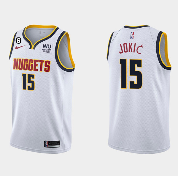 Men's Denver Nuggets #15 Nikola Jokic White 2019/20 Association Edition With NO.6 Patch Stitched Jersey
