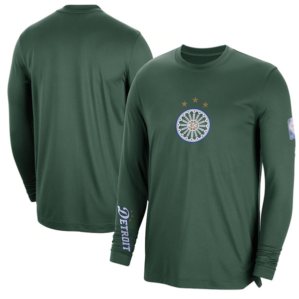 Men's Detroit Pistons Green 2022/23 City Edition Essential Expressive Long Sleeve T-Shirt