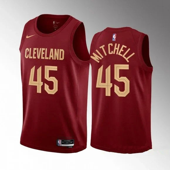 Men's Cleveland Cavaliers #45 Donovan Mitchell Red Stitched Jersey