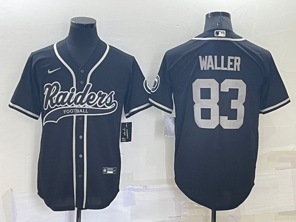 Men's Las Vegas Raiders #83 Darren Waller Black Cool Base Stitched Baseball Jersey