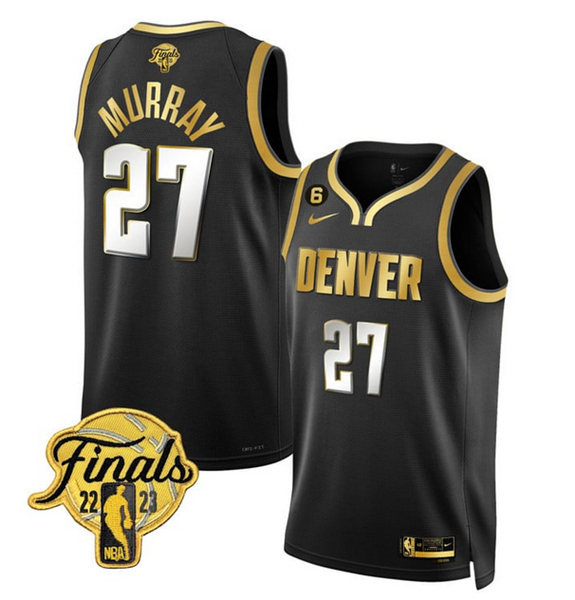 Men's Denver Nuggets #27 Jamal Murray Black 2023 Finals Collection With NO.6 Patch Stitched Basketball Jersey