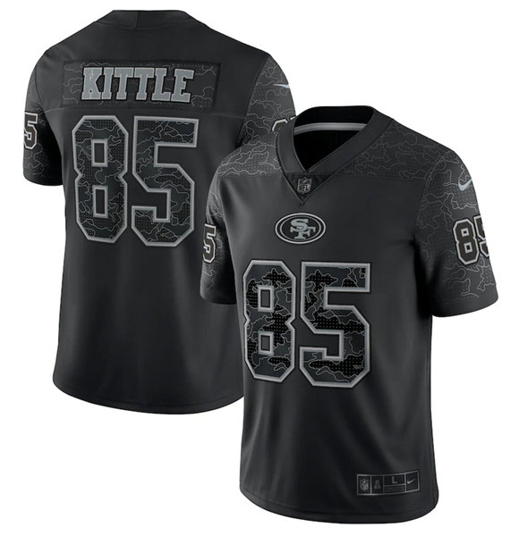Men's San Francisco 49ers #85 George Kittle Black Reflective Limited Stitched Football Jersey