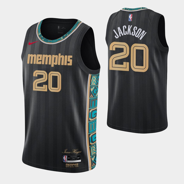 Men's Memphis Grizzlies #20 Josh Jackson Black 2020-21 City Swingman Stitched NBA Jersey