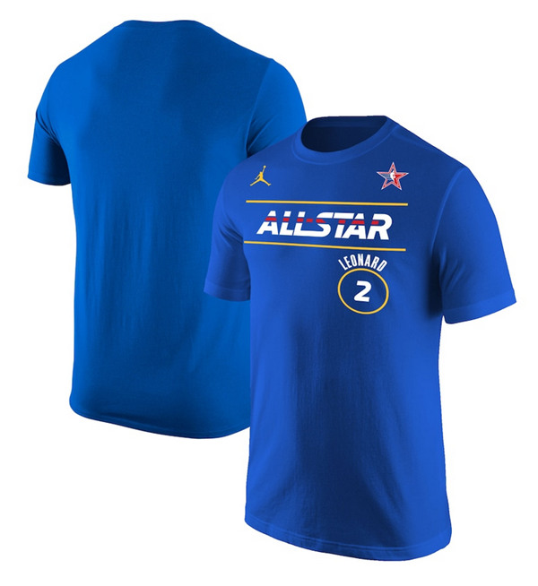 Men's NBA All-Star #2 Kawhi Leonard Royal 2021 T-Shirt