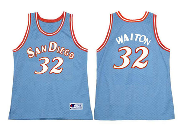 Men's San Diego Clippers#32 Bill Walton Blue 1983 Stitched Jersey