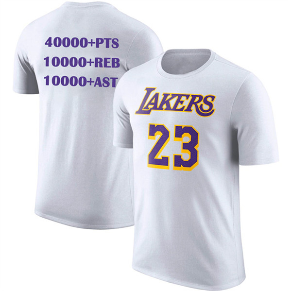 Men's Los Angeles Lakers #23 LeBron James White T-Shirt