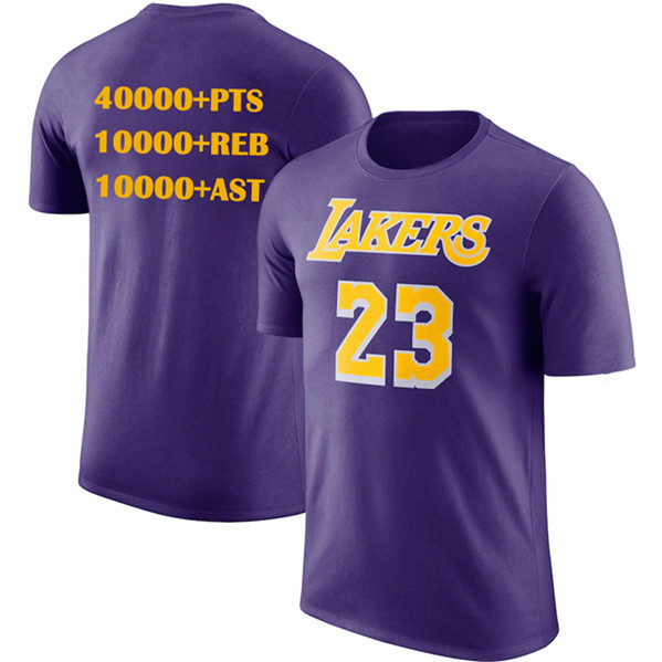 Men's Los Angeles Lakers #23 LeBron James Purple T-Shirt
