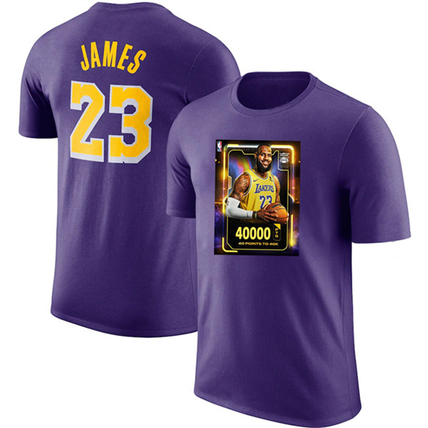Men's Los Angeles Lakers #23 LeBron James Purple T-Shirt