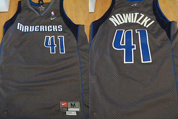 Men's Dallas Mavericks Grey #41 Dirk Nowitzki Association Edition Swingman Stitched NBA Jersey